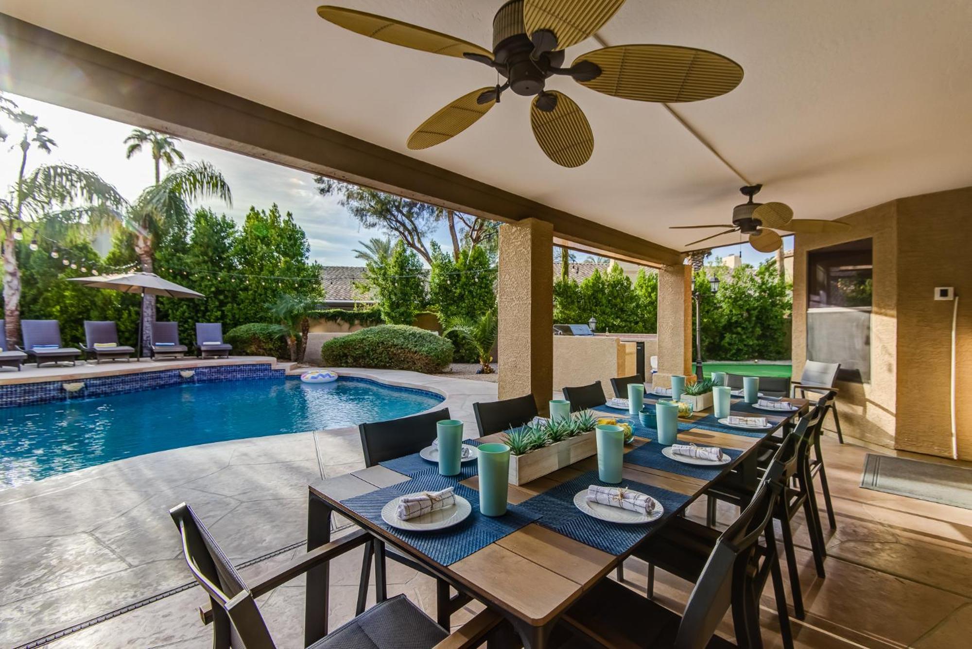 Scottsdale Desert Dream Estate Resort Style Lounging, Palm Trees, Pool & Hot Tub, Putting Green Phoenix Exterior photo